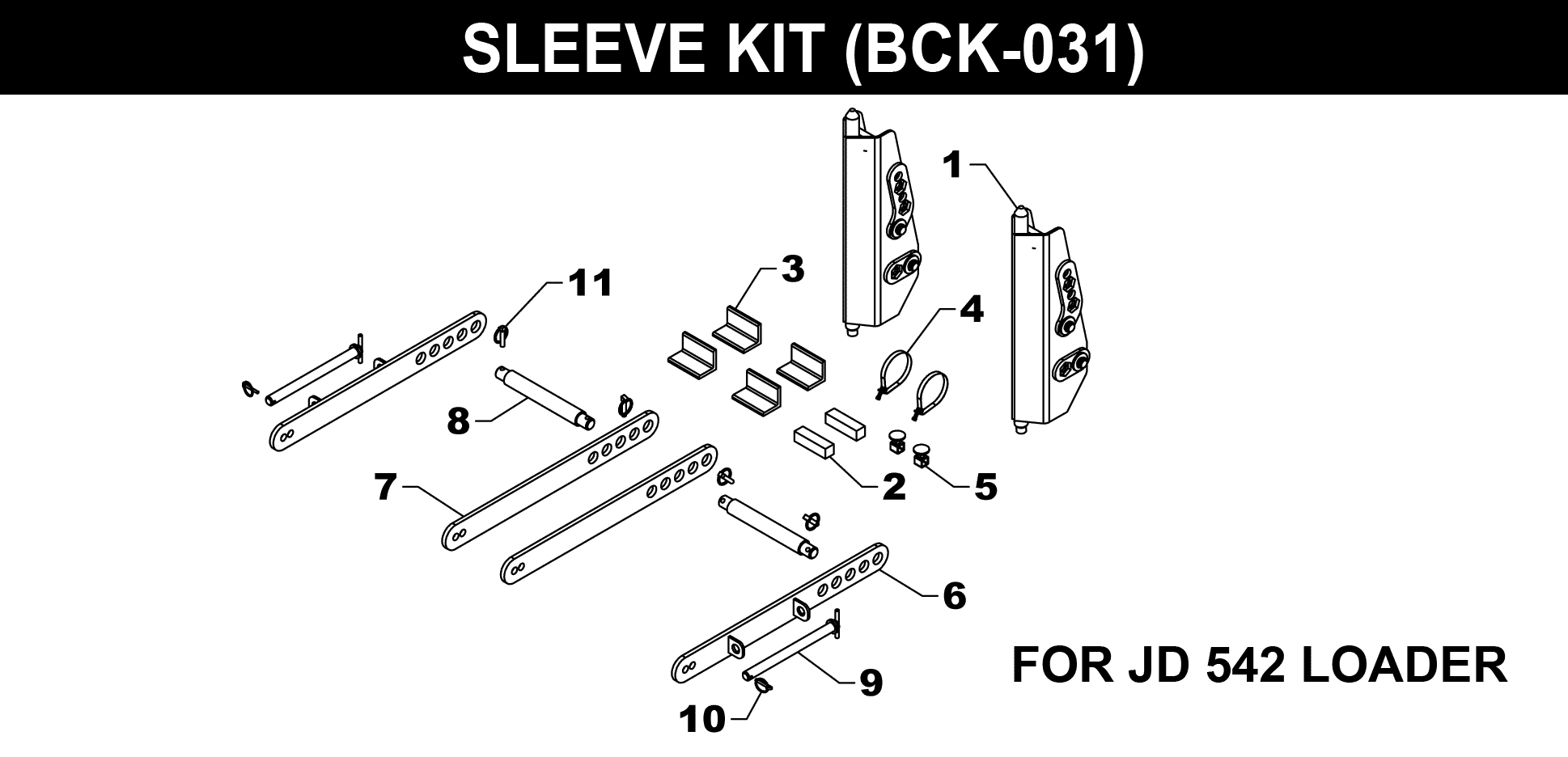 BCK-031 Sleeve Kit for JD 542 Loader